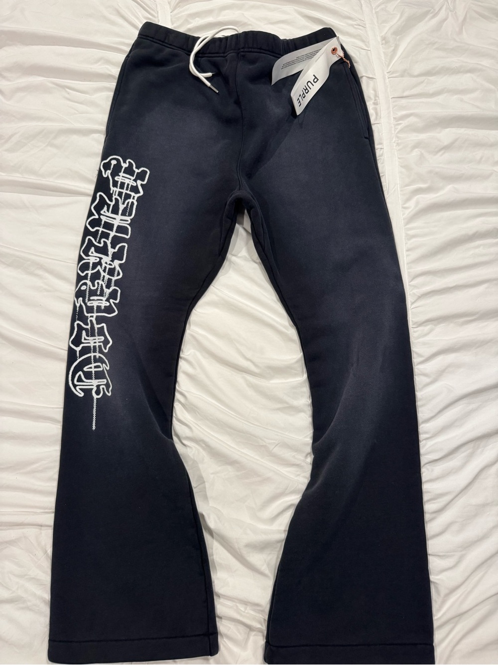 Purple Brand Black Graphic Joggers with White Side Print